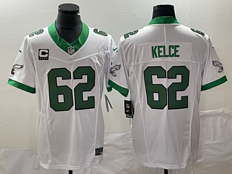 Men Philadelphia Eagles #62 Kelce White Nike Throwback Vapor Limited NFL Jerseys->new york giants->NFL Jersey